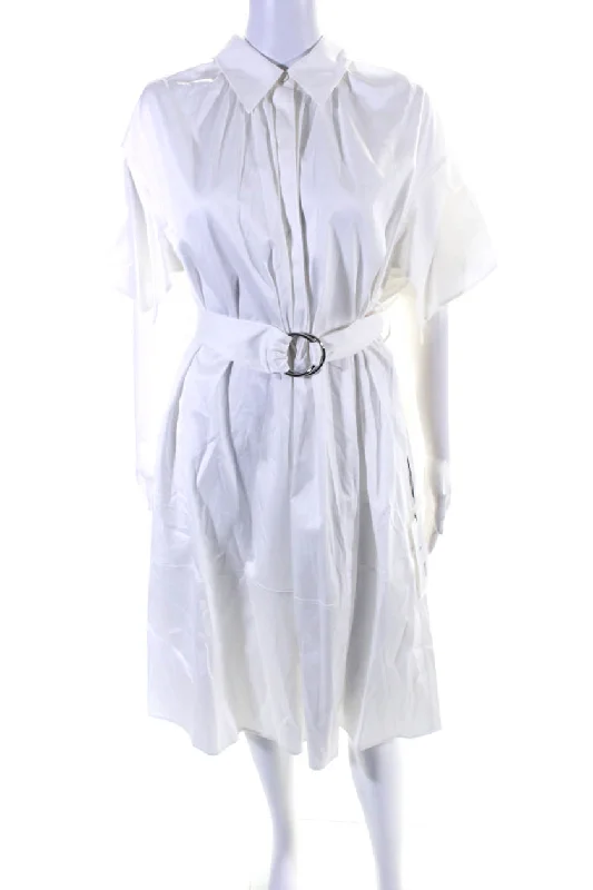 Trend Setting Threads Adeam Womens Belted Shirt Dress White