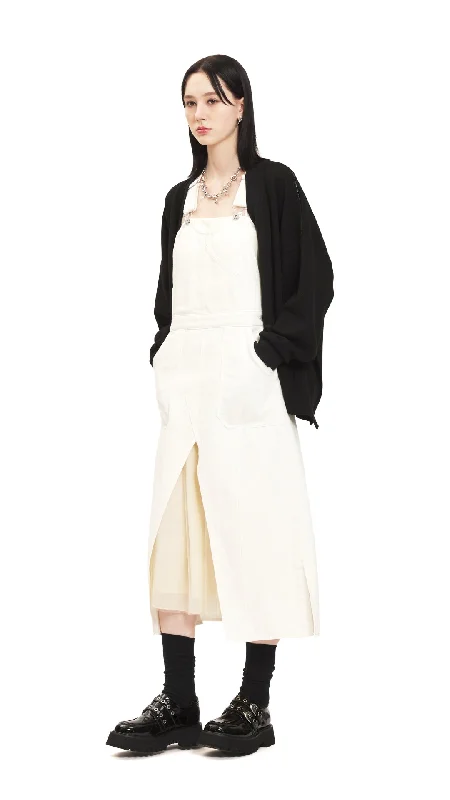 Effortless Everyday Wear White Denim Overall Dress