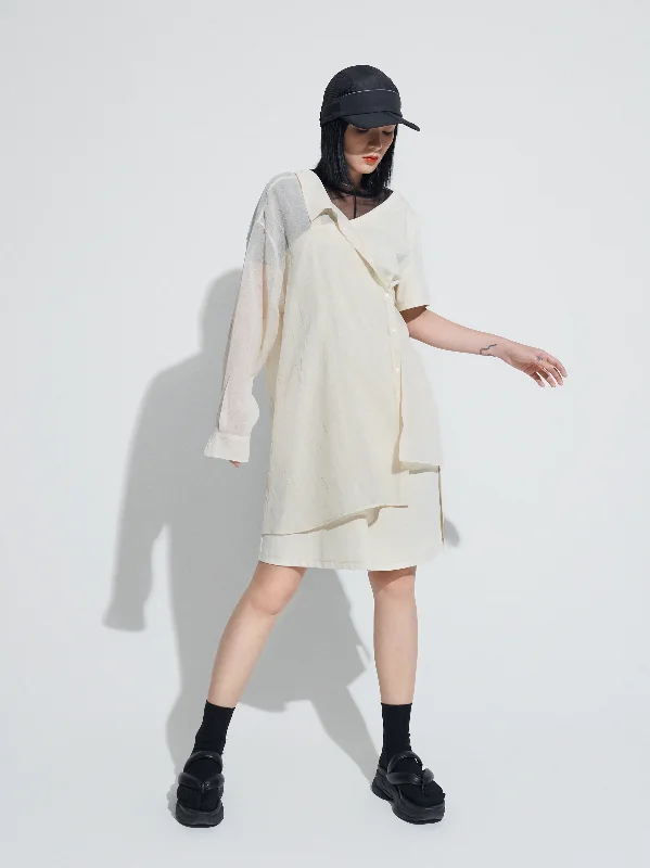 Relaxed Style 2-in-1 Cross body Shirt dress