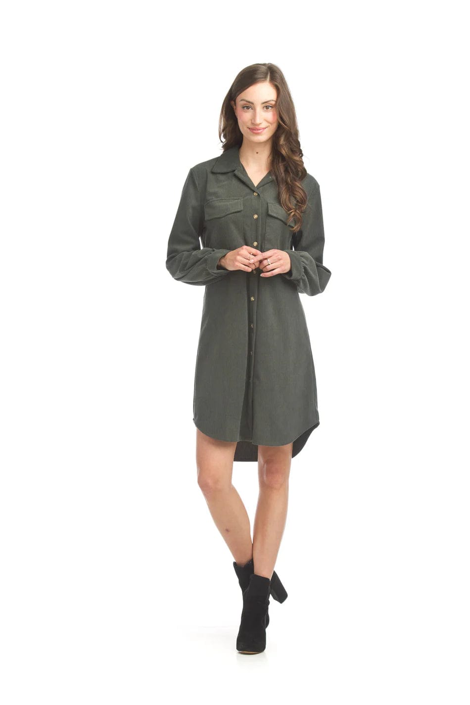Sales For Clothes Papillon Corduroy Button Front Shirt Dress - 17514