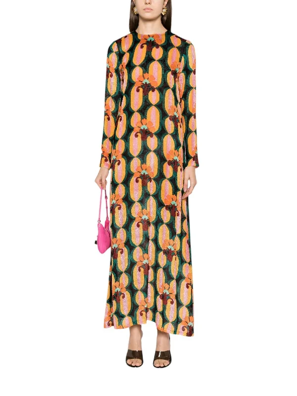 Imeless Style Long Sleeve Swing Dress In Arcturus