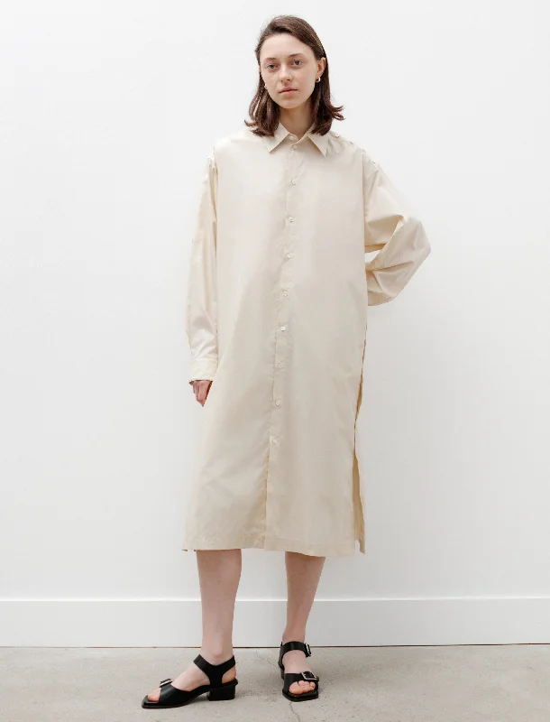 Sustainable Fashion Extravaganza Playful Buttoned Shirt Dress Cream