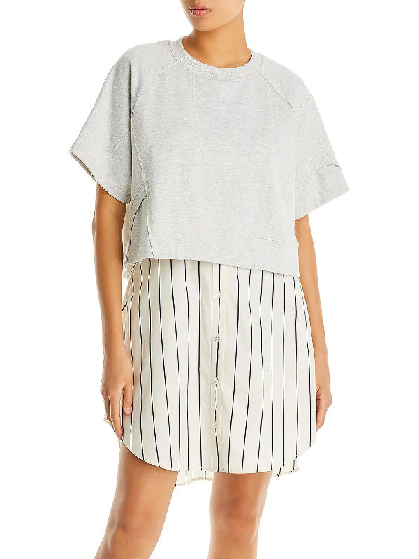 Hot Sale Womens Striped Cotton Sweatshirt Dress