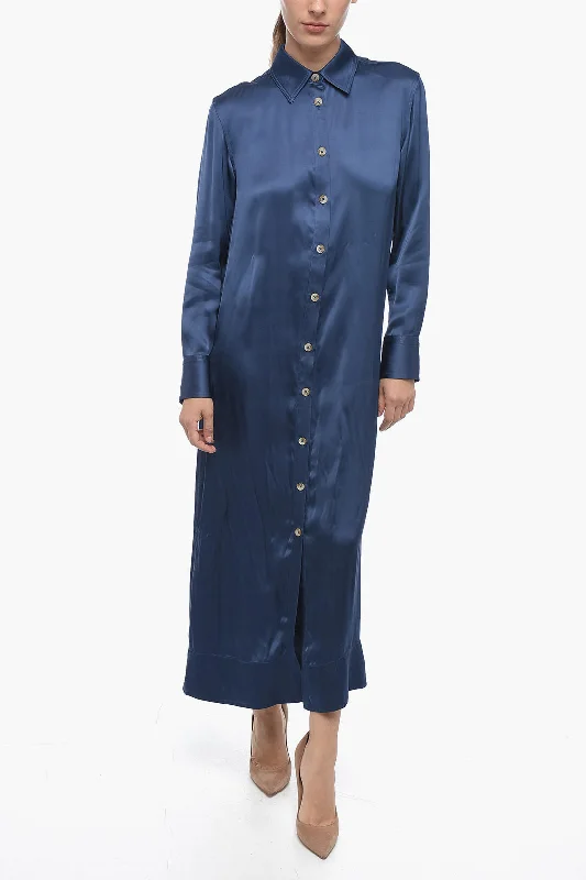 Fresh Styles, Fresh Deals Loulou Studio Long Sleeve Satin Shirt Dress