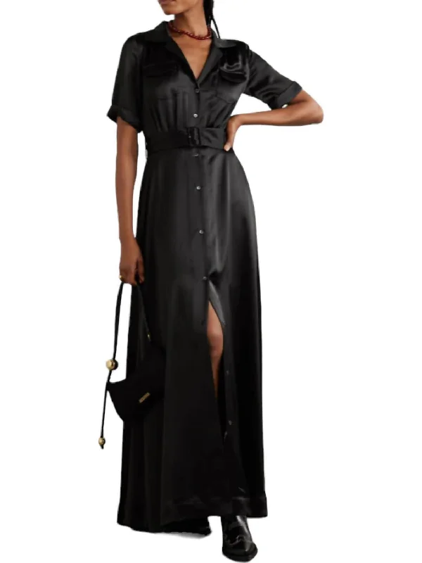 Fashion Forward, Function First Millie Belted Long Shirt Dress In Black