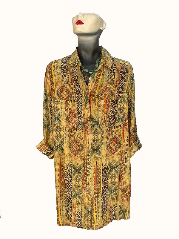 Chic And Comfortable Tianello Byzantine Washable Silk Savoir Shirt Dress
