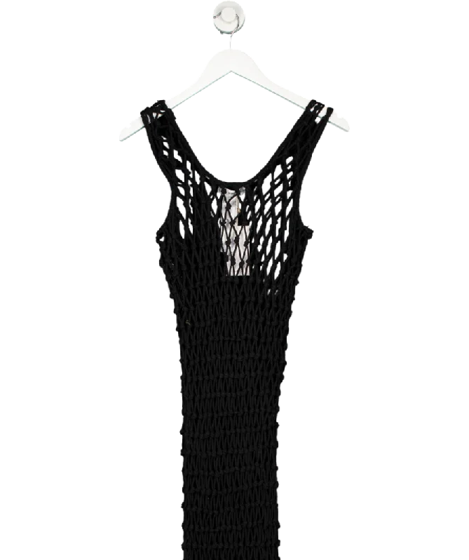 Current Trends MANGO Black Mesh Dress With Fringe Detail UK 8