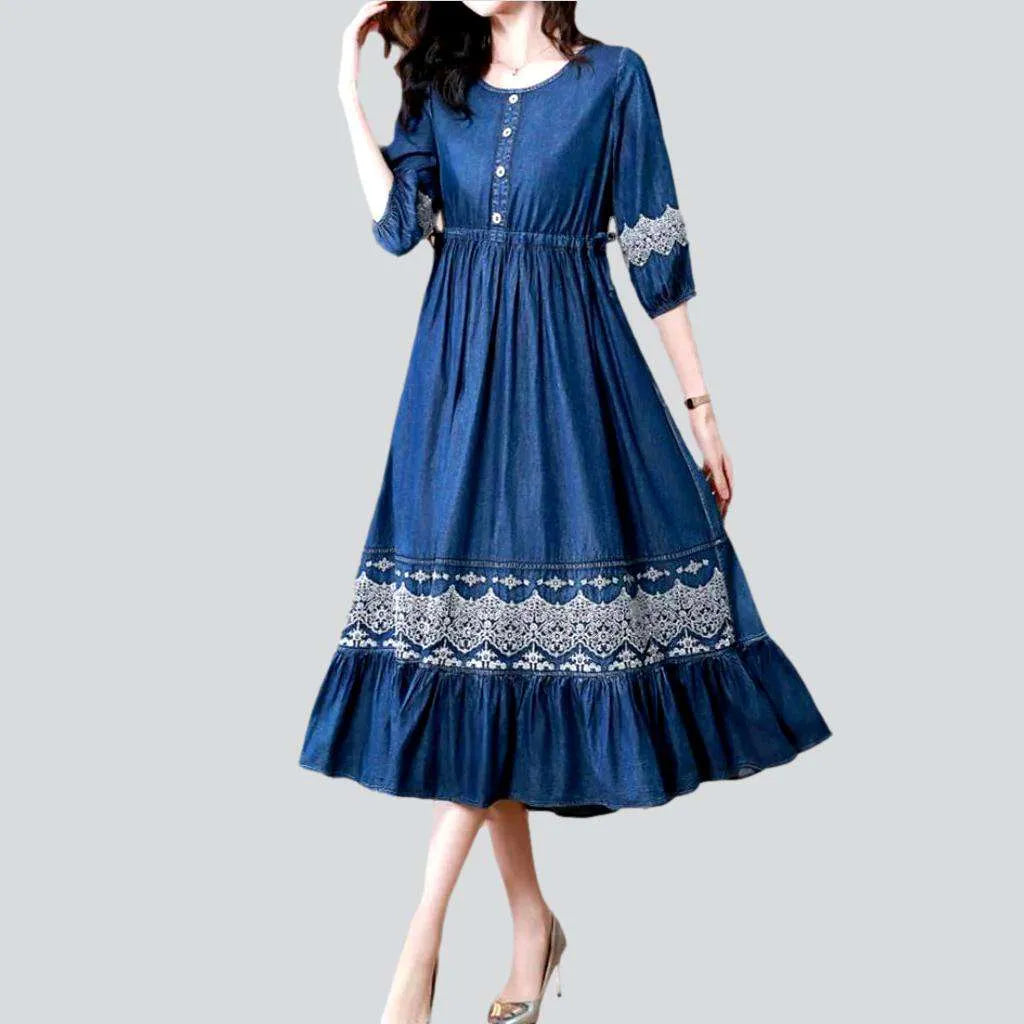 Women's Clothing Embroidered boho jean dress
