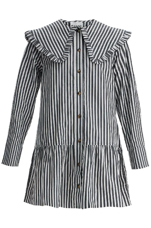 Clothing Store Ganni Women's Big Collar Mini Shirt Dress