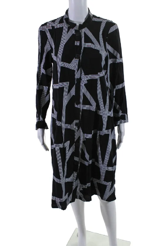 Top Brand Discounts Trine Kryger Simonsen Womens Black White Printed Button Front Shirt Dress Top Brand Discounts Trine Kryger Simonsen Womens Black White Printed Button Front Shirt Dress