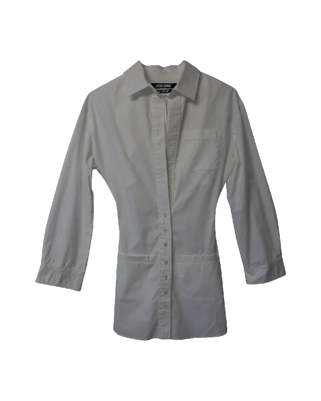 Seasonal Trends Jacquemus La robe Baunhilha Layered Shirt Dress in White Cotton