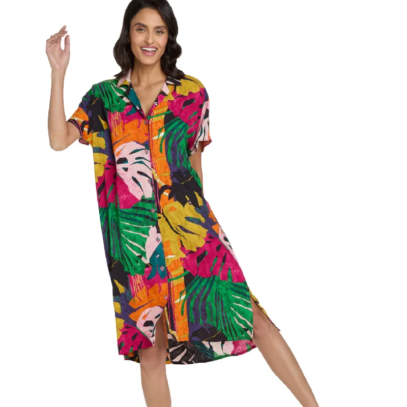 Unbeatable Deals Shirt Dress - Fern Grotto