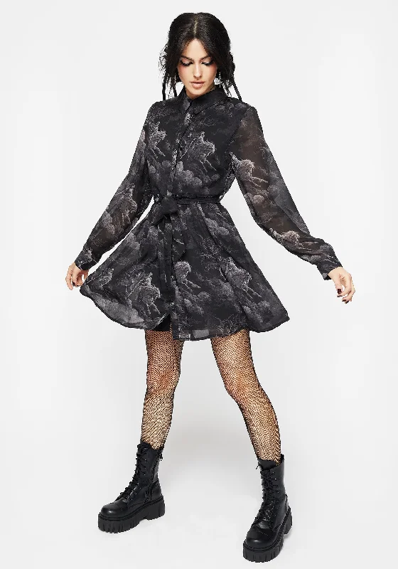 Versatile Wardrobe Essentials Revelation Chiffon Mini Shirt Dress