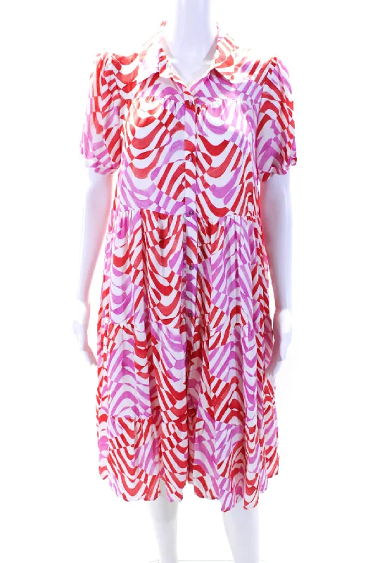 The Latest Fashion Trends Better Rich Womens Abstract Stripe Satin A Line Shirt Dress Pink Red The Latest Fashion Trends Better Rich Womens Abstract Stripe Satin A Line Shirt Dress Pink Red