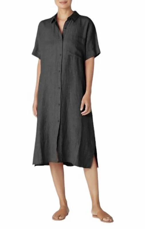 Eclectic Fashion Classic Collar Shirt Dress In Grpht