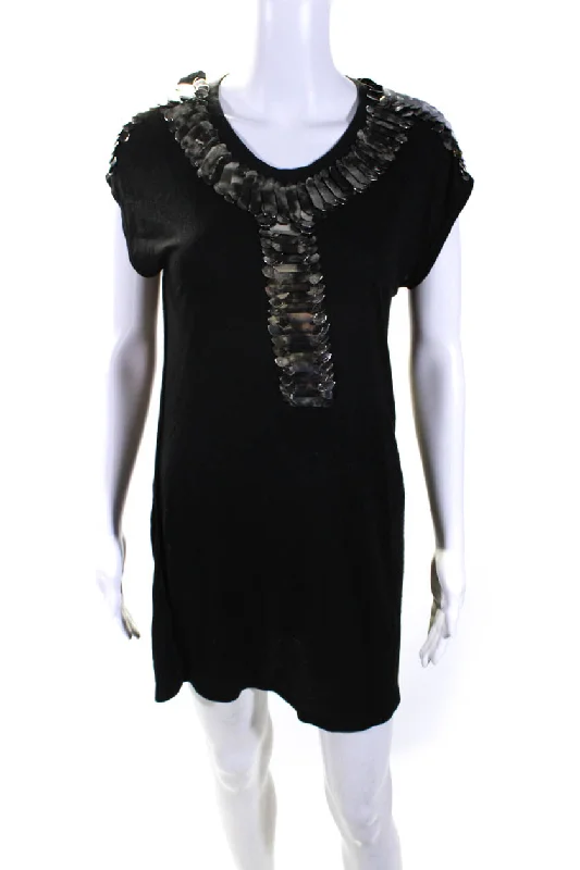 Best Boutiques Online Givenchy Womens Metal Applique Short Sleeves Shirt Dress Black Best Boutiques Online Givenchy Womens Metal Applique Short Sleeves Shirt Dress Black