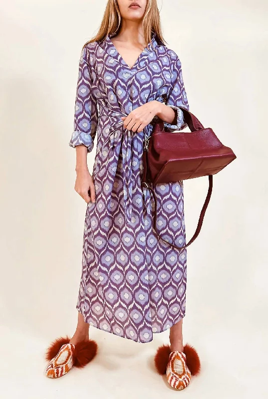 Huge Markdowns Monia Ikat Shirt Dress in Plum