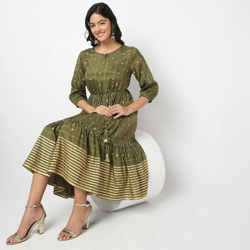 Clothes Woman Flare Fit Printed Dress