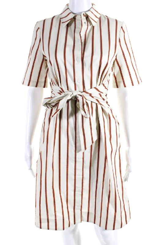 Best Seller Jason Wu Womens Belted Short Sleeve Striped Button Down Shirt Dress Beige Best Seller Jason Wu Womens Belted Short Sleeve Striped Button Down Shirt Dress Beige