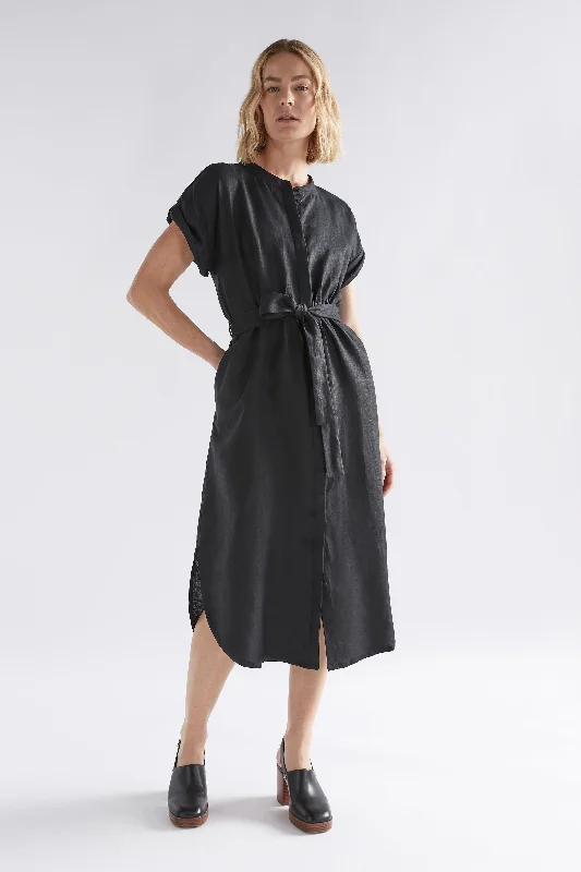 Luxury Fashion Black Neza Linen Shirt Dress