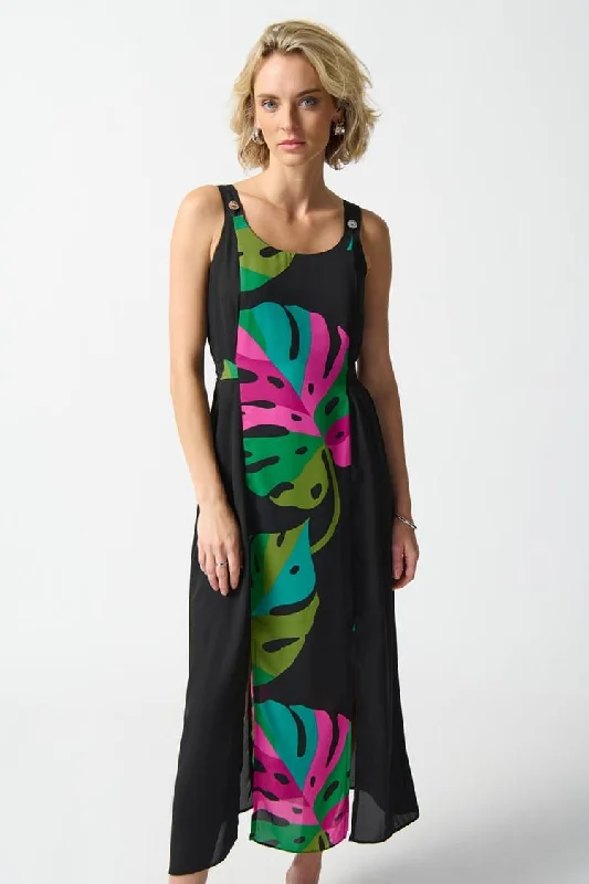 Huge Markdowns Joseph Ribkoff Georgette Tropical Print Dress - 242163