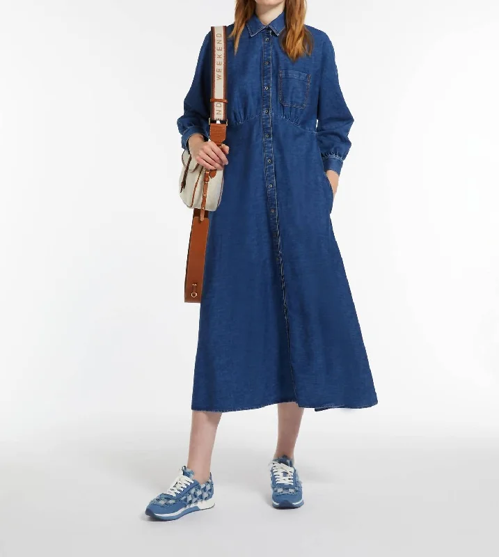 Women Wear Brands Weekend Yemen Denim Shirt Dress In Navy Medium