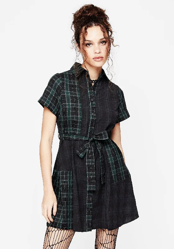 Big Discounts Analogue Check Cotton Mini Shirt Dress