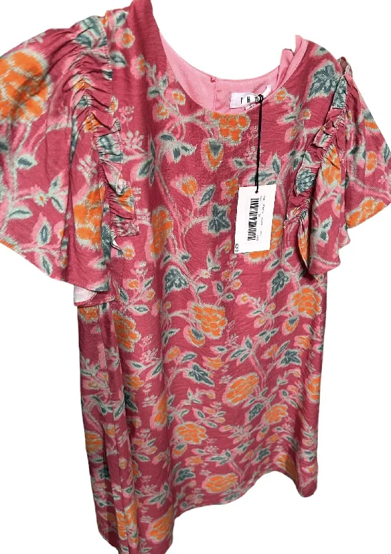 Vintage Style Clothing Sale Bino Flutter Sleeve Flower Print Dress In Dusty Rose