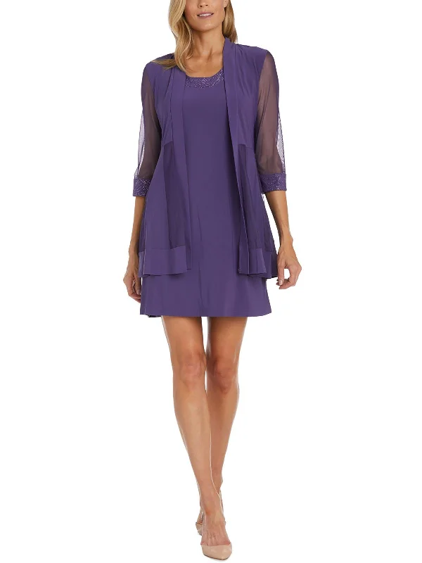Women's Clothing Sale Online Womens Glitter Knee-Length Two Piece Dress