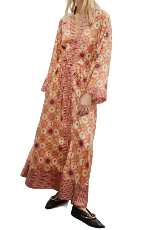 Vintage Style Clothing Sale Printed Omen Shirt Dress In Blush