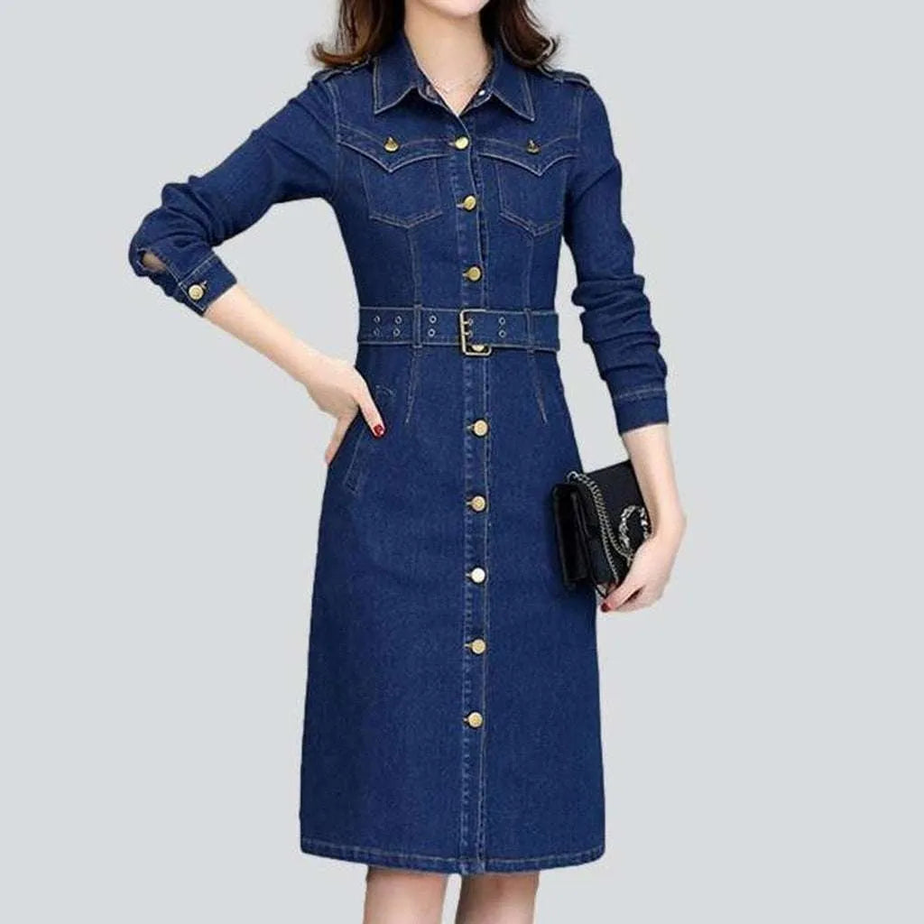 Style Your Wardrobe Long stonewashed jean dress
