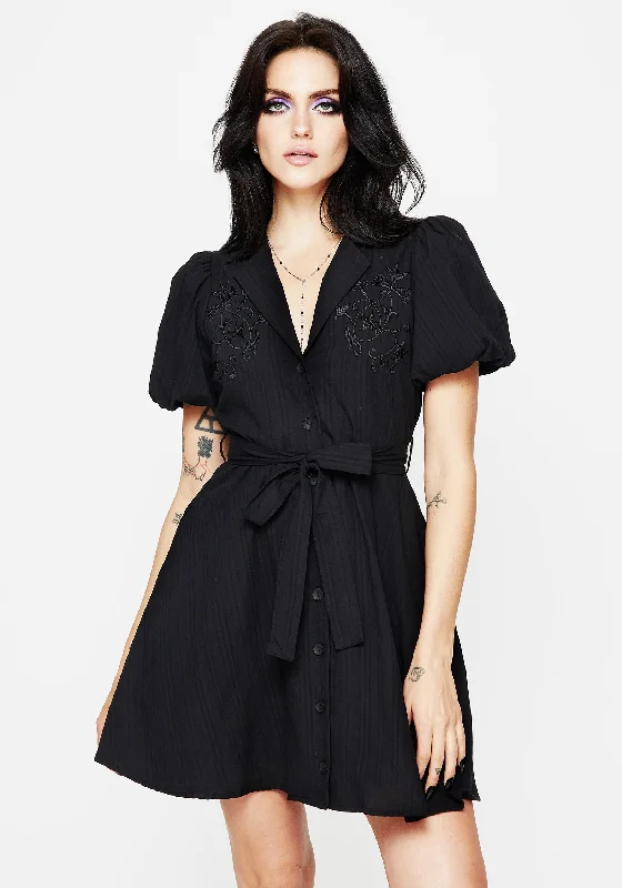 Clothes Woman Herbalist Embroidered Mini Shirt Dress
