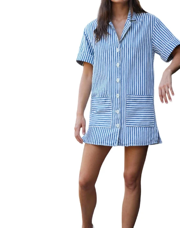 Seasonal Fashion Ozel Shirt Dress In Denim Stripe