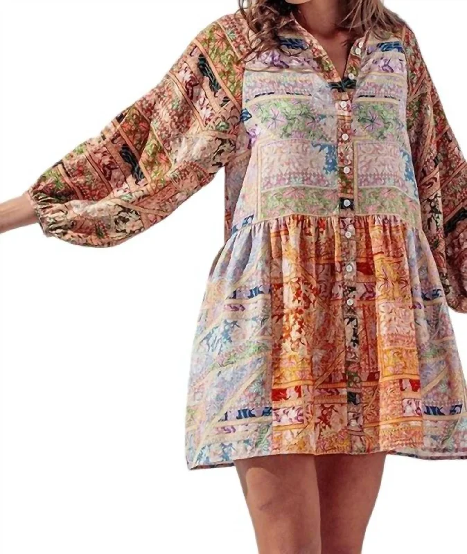 Chic Styles Boho Print Shirt Dress In Sun Drenched