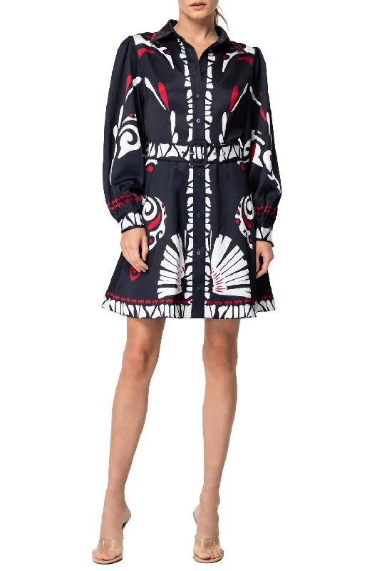 Odd Size Clearance Sale Billy Long Sleeve Shirt Dress In Red/black