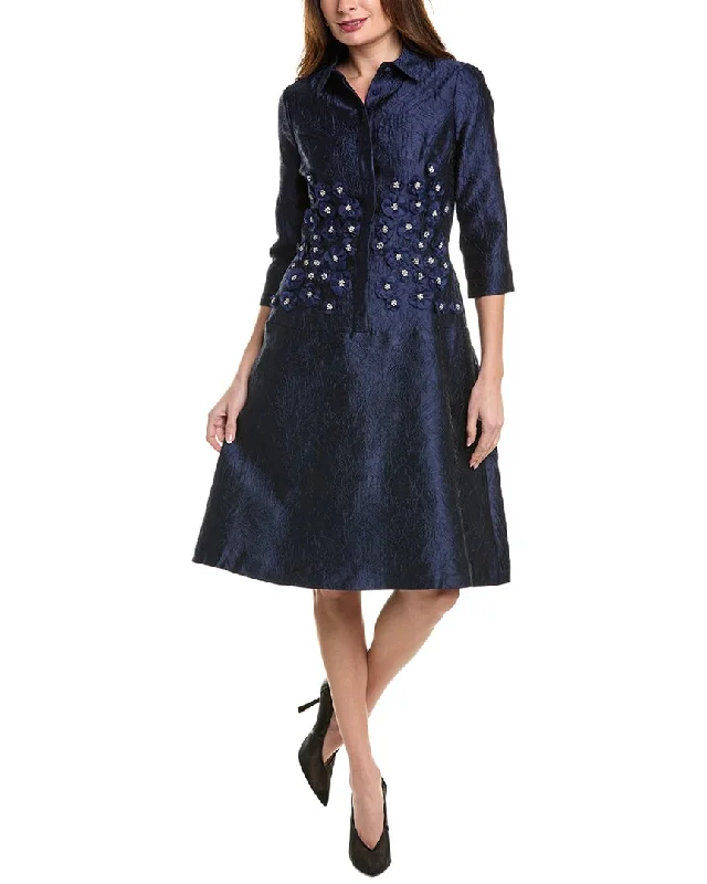 Comfort First Women's Fashion JACQUARD SHIRT DRESS 3D WAIST APPLIQUE
