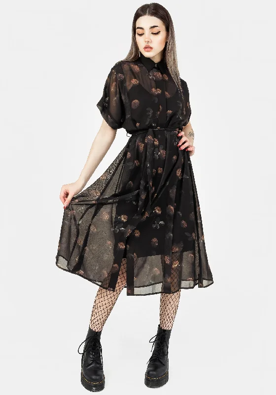 End Of Season Clearance Monica Floral Chiffon Midi Shirt Dress