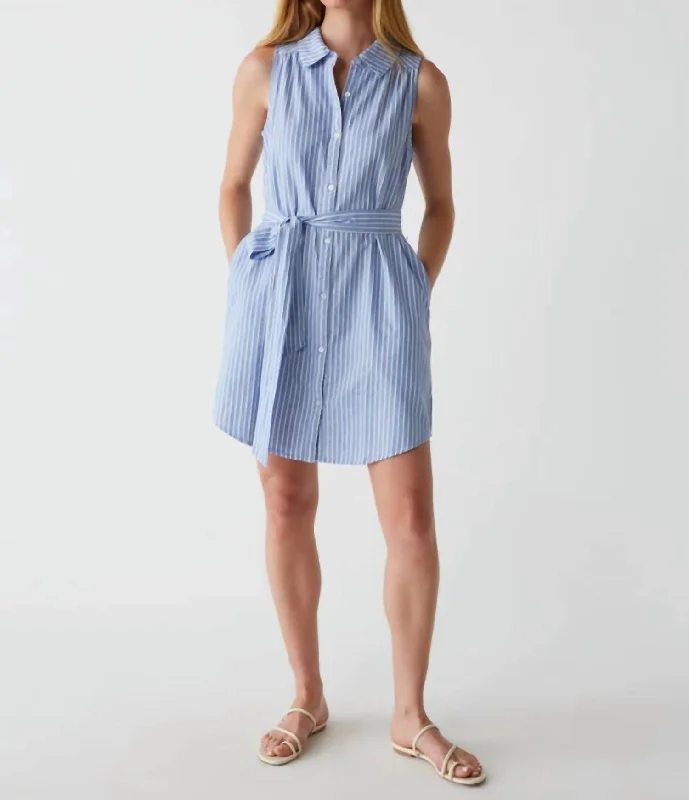 Stylish Statements Abby Shirt Dress In Blue/white