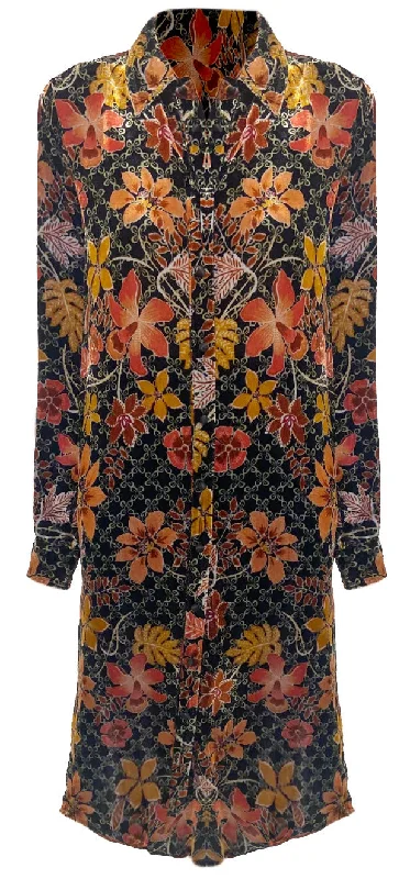 Season Transition Versatile Wear Clearance Johnny Was Women Jasmoon Flore Velvet Relaxed Overshirt Dress Multi