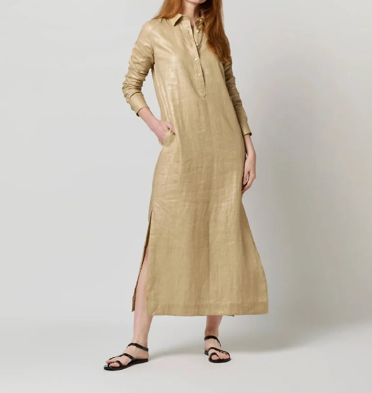 Budget Friendly Talitha Shirt Dress In Metallic Platino Linen