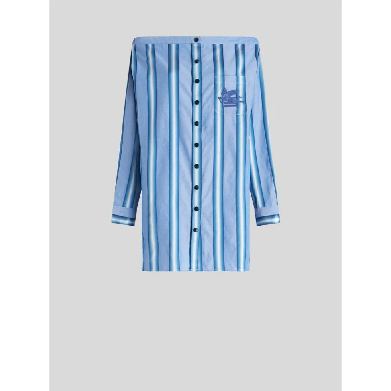 Huge Markdowns Striped Cotton And Silk Shirt Dress