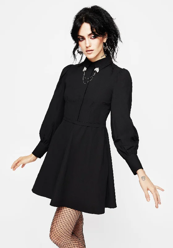 Spring Fashion Styx Moth Collar Chain Mini Shirt Dress