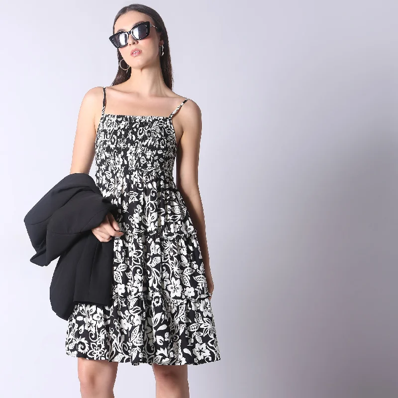 Flash Discount Flare Fit Printed Dress