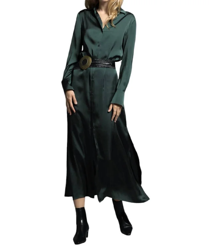 Trend Alert Yves Shirt Dress In Hunter Green
