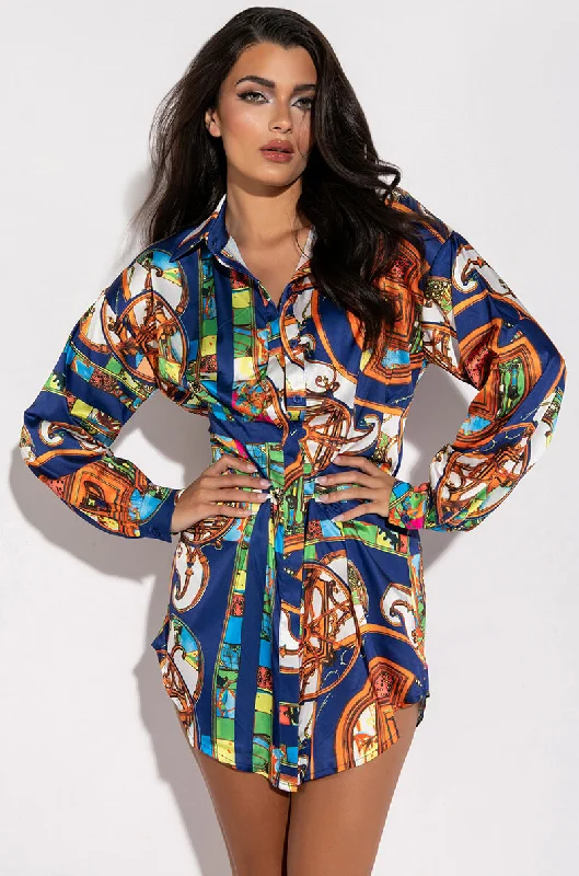 Cheap Women's Clothing Online LIKE A PAINTING SATIN SCARF PRINT DRESS