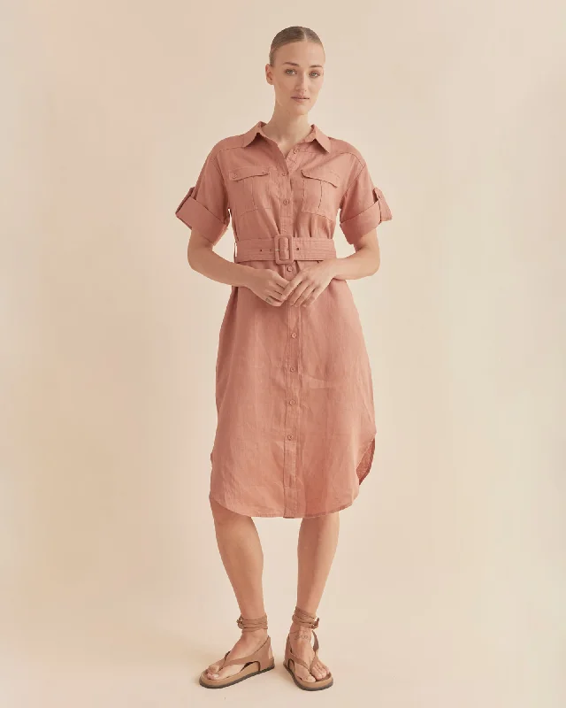 Exclusive Online Sale Provence Linen Shirt Dress - Dusty Rose