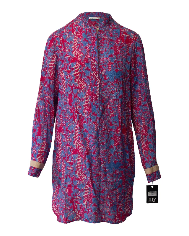 Fashion Forward See by Chloe Buttondown Shirt Dress in Phytonskin Print Silk