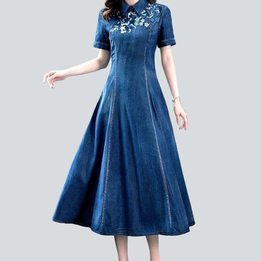 Cutting Edge Fashion Long bell-shaped jean dress