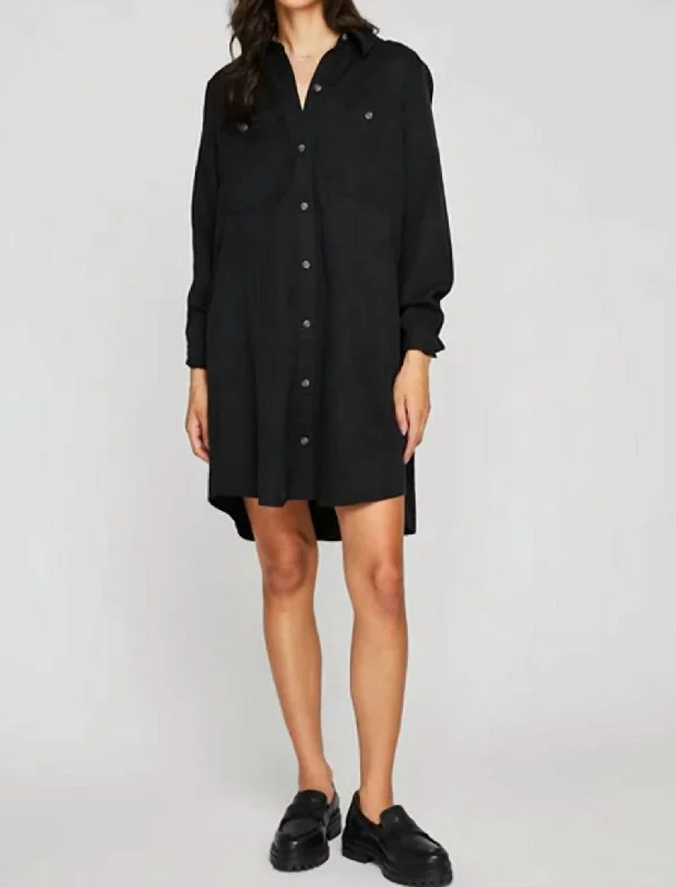 Trendy Street Style Attire Katie Shirt Dress In Black