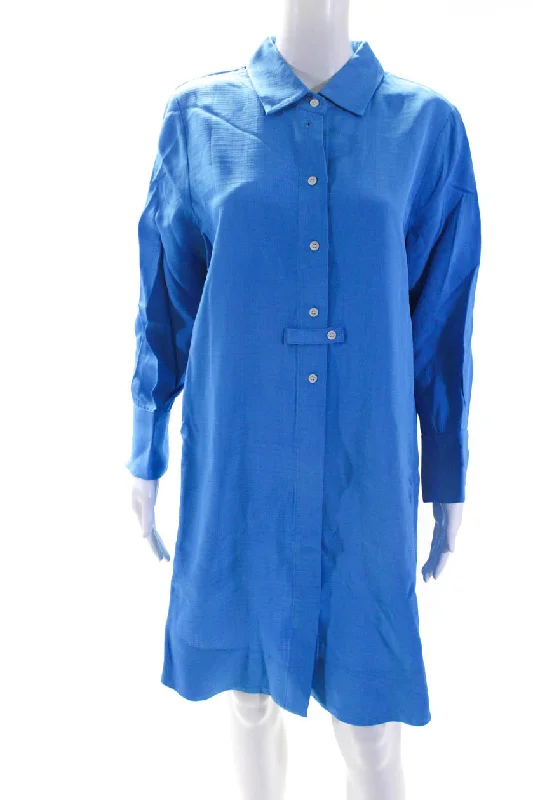 Trendy Women's Wear Collection CO Womens Long Sleeve Button Down Midi Shirt Dress Cerulean Trendy Women's Wear Collection CO Womens Long Sleeve Button Down Midi Shirt Dress Cerulean
